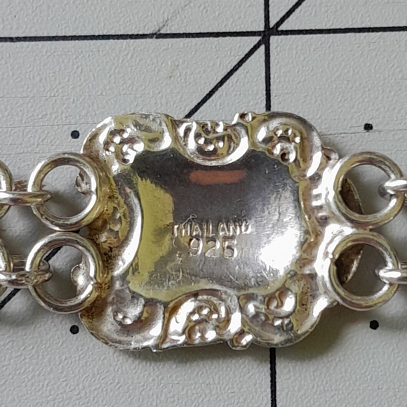 Charming Stamped 925 Link Toggle Braclet Sterling - Picture 4 of 4